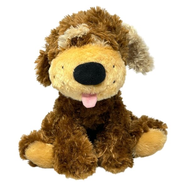 Floppy-Eared Brown Plush Dog Toy Tongue Out Chelsea Teddy Bear 10 Inch READ - Picture 1 of 11